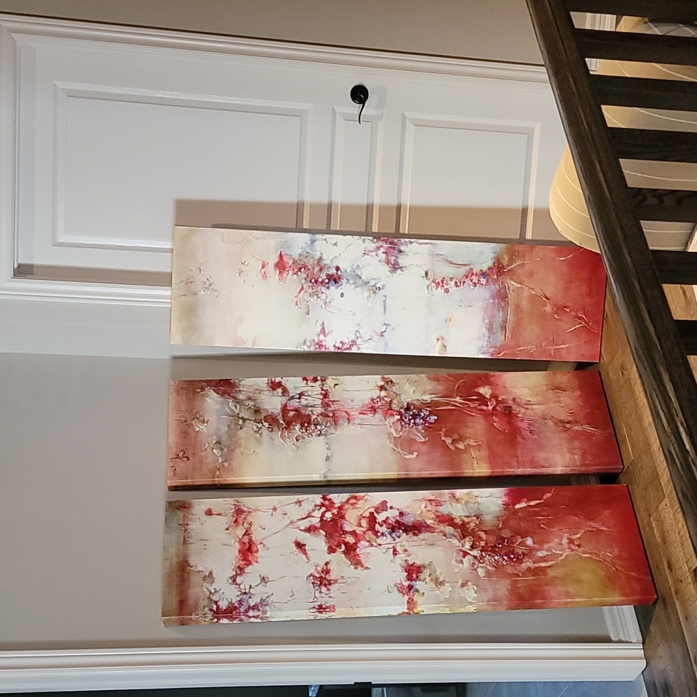 Canvas artwork, rich colors, abstract vines and grapes